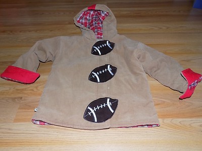 Size 4T Coco Bon Bons Brown Corduroy Jacket Quilted Lining Coat Football Field 