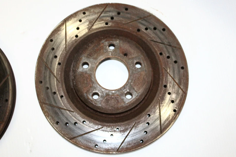 03-08 NISSAN 350Z INFINITI G35 FRONT LEFT & RIGHT DRILLED / SLOTTED ROTORS P1061 - Image 3 of 4