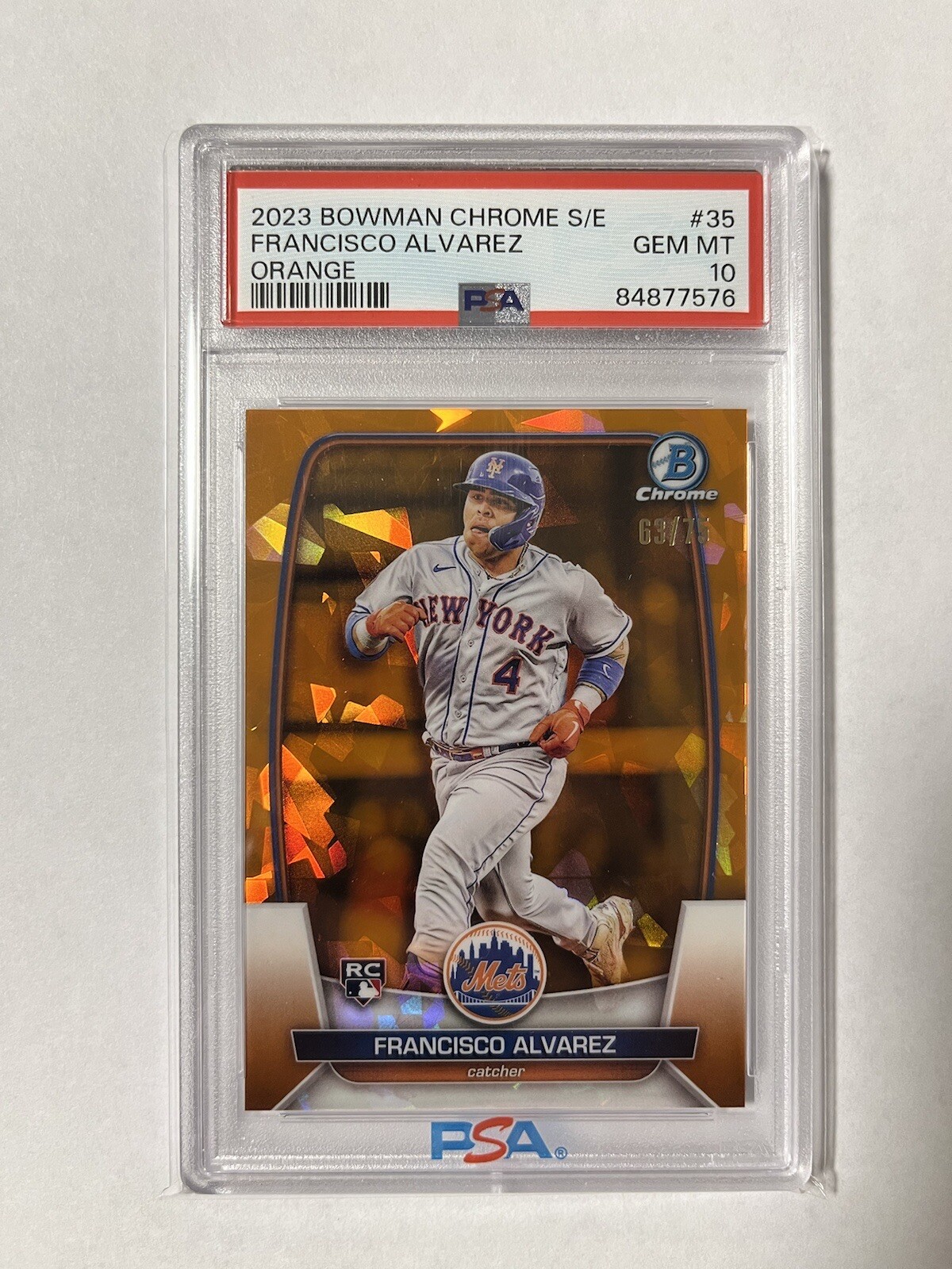 2023 Bowman Chrome Sapphire #35 - Francisco Alvarez RC Orange / 75 PSA 10 GEM MT