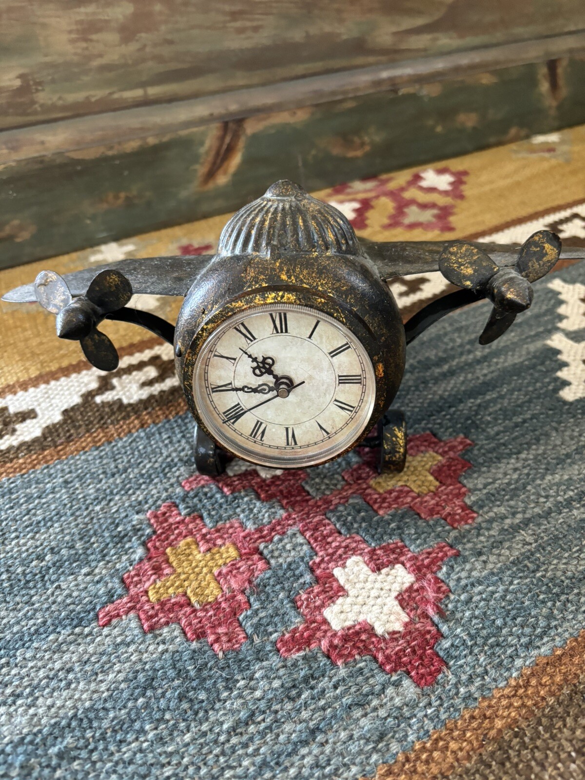 Table Clock Airplane Clock Retro Vintage Look Room Desk Home Decor
