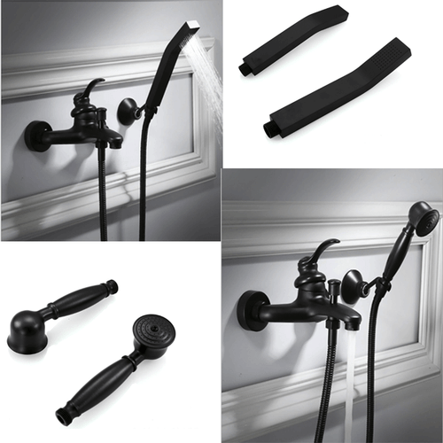 Black Shower faucet Set Bathroom Hand Shower Bathtub Mixer Wall Mounted Tap - Picture 1 of 21