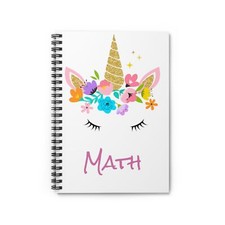 Unicorn Math First Grade Spiral Notebook - Ruled Line