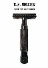 Safety Razor Gun Metal Platinum Type Polished Double Edge Mens Razor + Blade NEW