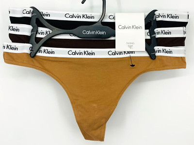 Calvin Klein Women Thong Medium 3 Pack Cotton Sexy Panties Seamless Lingerie NEW