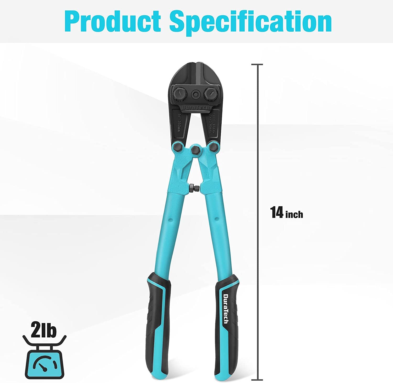 DURATECH 14'' Heavy Duty Bolt Cutter Bi-Material Ergonomic Rubber Grip Handle