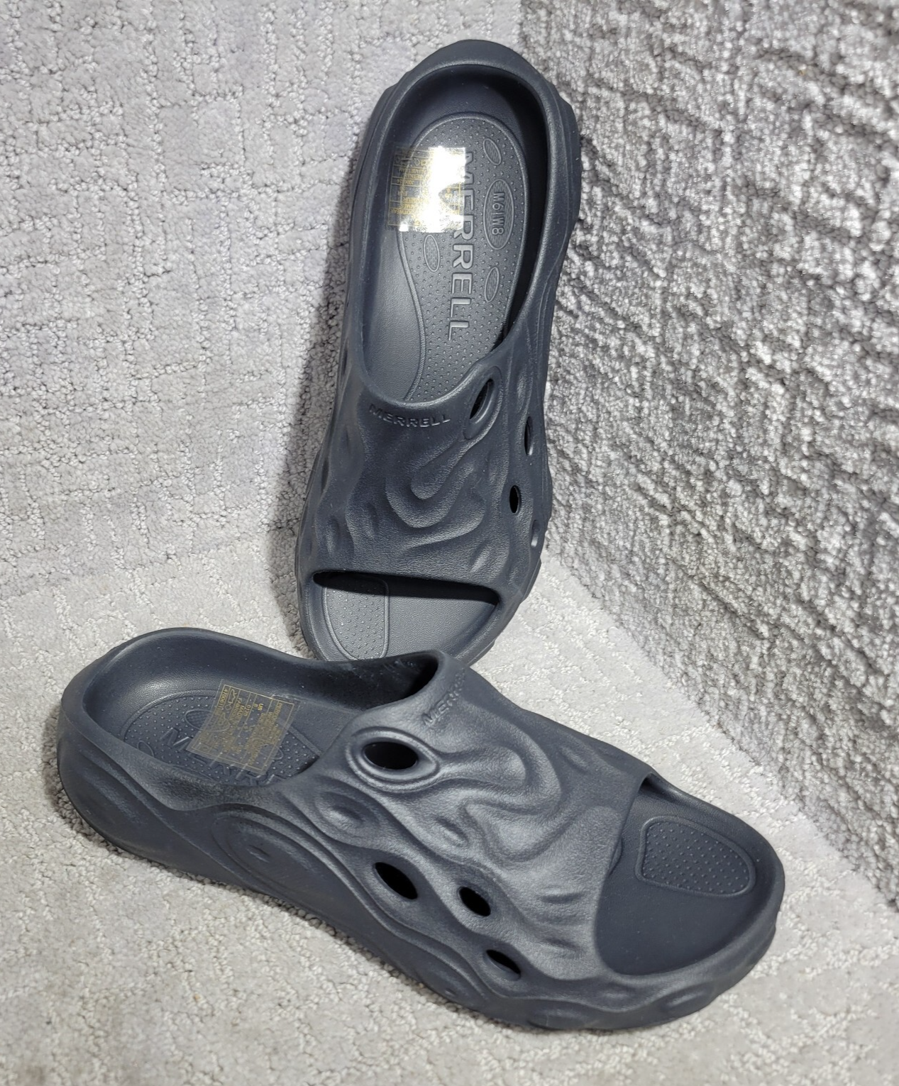 Scarpe sandali Merrell Hydro Slide 2 unisex taglia M6 W8 neri sintetici slip on