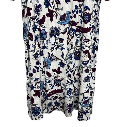 Robe en lin femme Liz Claiborne taille 18 blanche fleurie manches courtes ligne A NEUVE - Photo 8 sur 14
