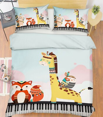 3D Giraffe Fox ZHUA1493 Bed Pillowcases Quilt Duvet Cover Set Queen King Zoe