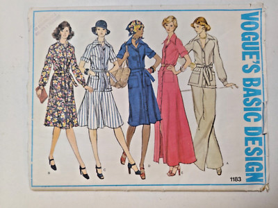 Dress Pants Top Skirt 14 Vogue 1183 Sewing Pattern UC VTG Basic Belted Wide Leg