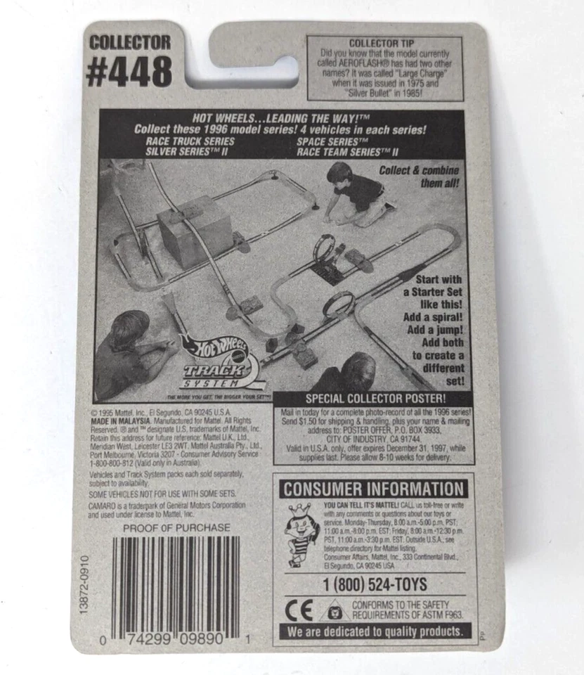 Camaro #448 1995 Mattel Hot Wheels amarillo '67 coche fundido a presión juguete Malasia Foto 3 de 3