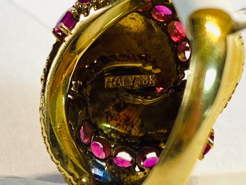 Anillo italiano de oro y rubí de oro amarillo de 18 quilates - Imagen 6 de 7