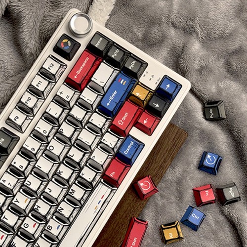 PBT Comic Style Keycaps Cherry Profile Complete Set 136 Keys Keycaps Suitable - Afbeelding 12 van 15