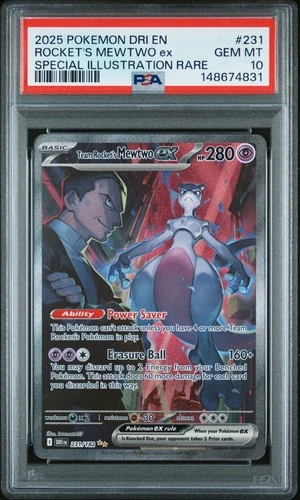 2025 POKEMON DRI EN-DESTINED RIVALS #231 TEAM ROCKET'S MEWTWO EX PSA 10