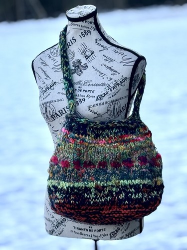 Hand Knit Bag Tote Hobo Shoulder Purse Market Felted OOAK Statement Wiccan Goth