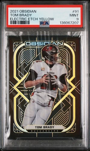 2021 PANINI OBSIDIAN EE YELLOW #91 TOM BRADY 10/25 PSA 9