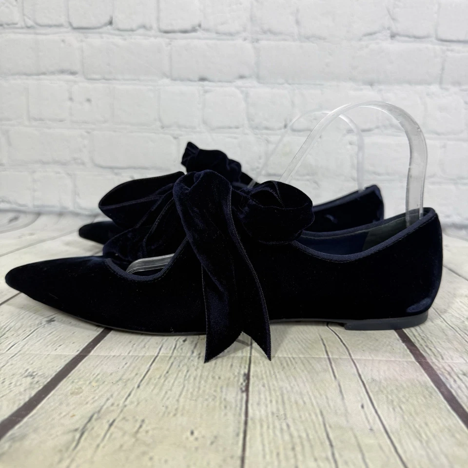 Mocassim Feminino Tory Burch Bailarina Plano Tamanho 10 Veludo Azul Clara Preppy - Imagem 3 de 4
