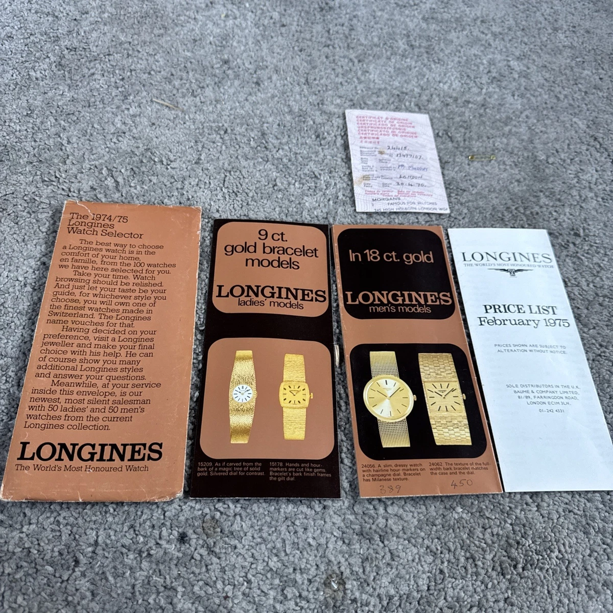 Folleto Selector Reloj Longines 1975 Excelente Estado