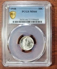 1944 Mercury Dime PCGS MS-66 Certified MS65 WHITE Gem Uncirculated 10c Coin BU