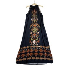 Vince Camuto Black Floral Maxi Dress Halter Neck Tie Back Size 2X