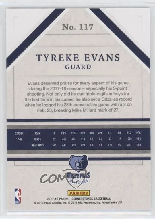 2017-18 Panini Cornerstones Crystal /89 Tyreke Evans #117 - Image 2 of 2
