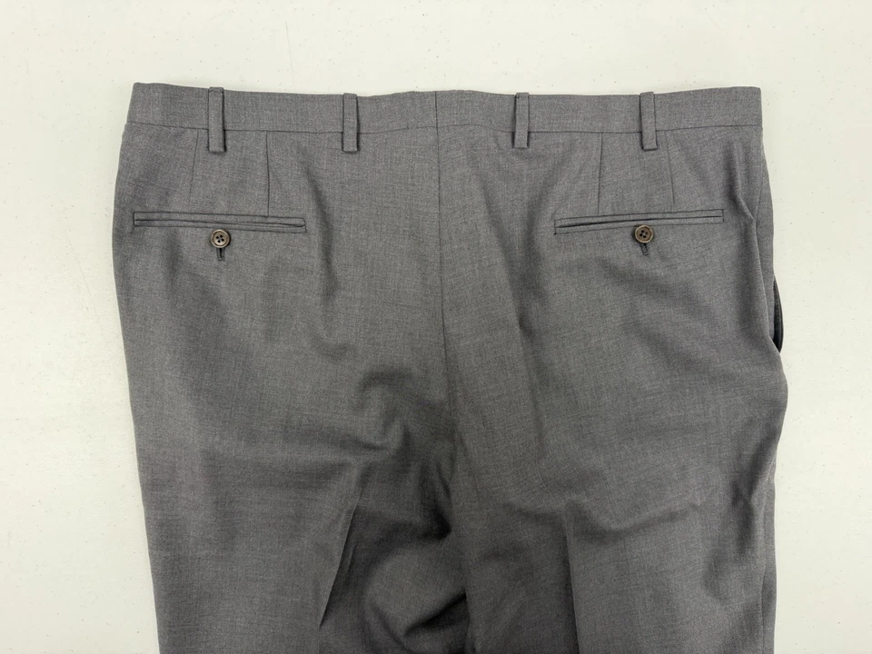 Pantalones de vestir Kiton Italia para hombre gris oscuro lana frente plano 37X31 $1,195 Foto 4 de 4