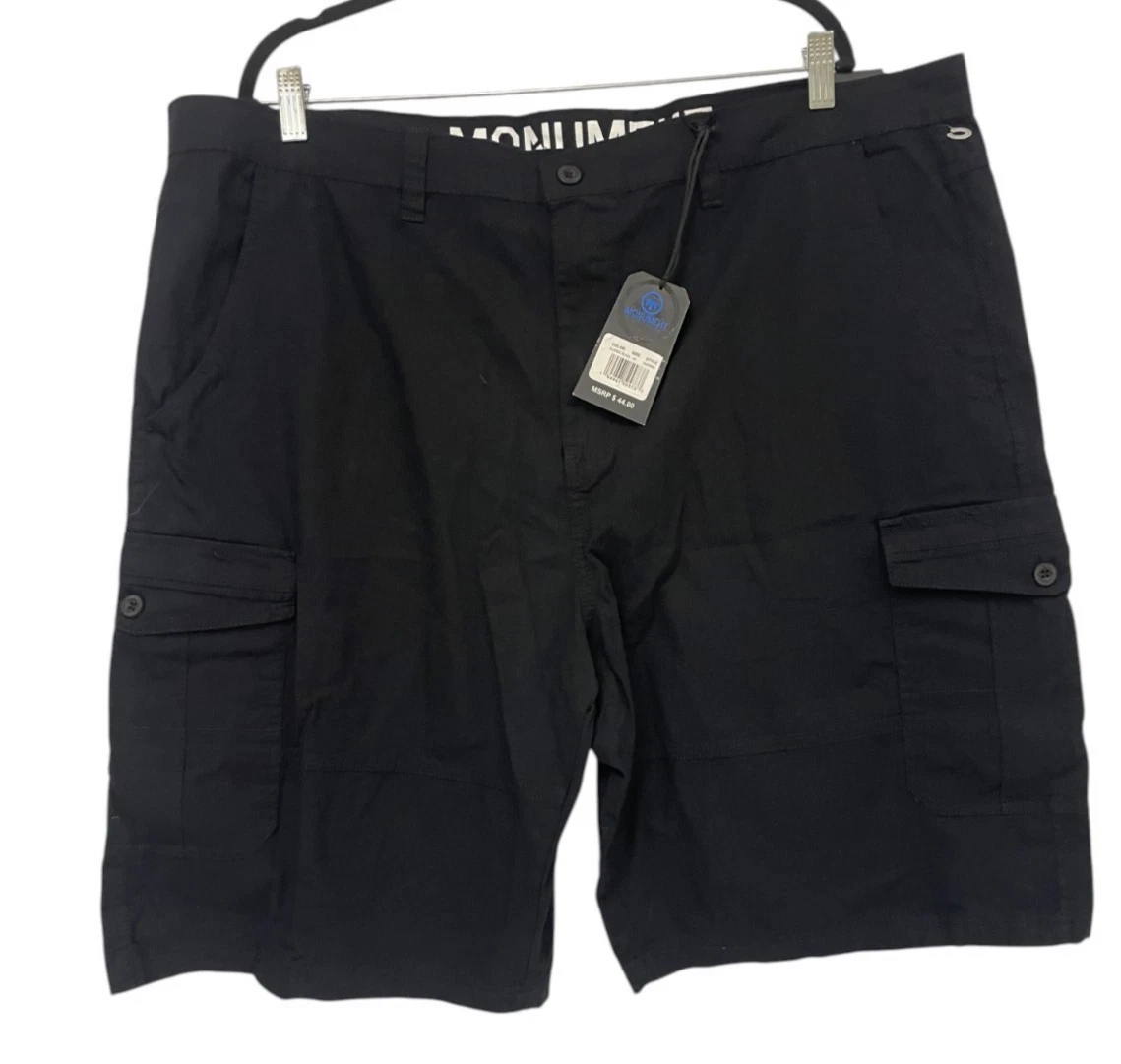 Monument Cargo Shorts Mens Size 44 Classic Black Stretch Mid Rise XNS06BC NWT