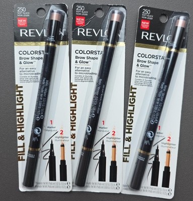 3 NEW Revlon Colorstay Brow Shape & Glow Eyebrow Fill & Highlight 250 Soft Black