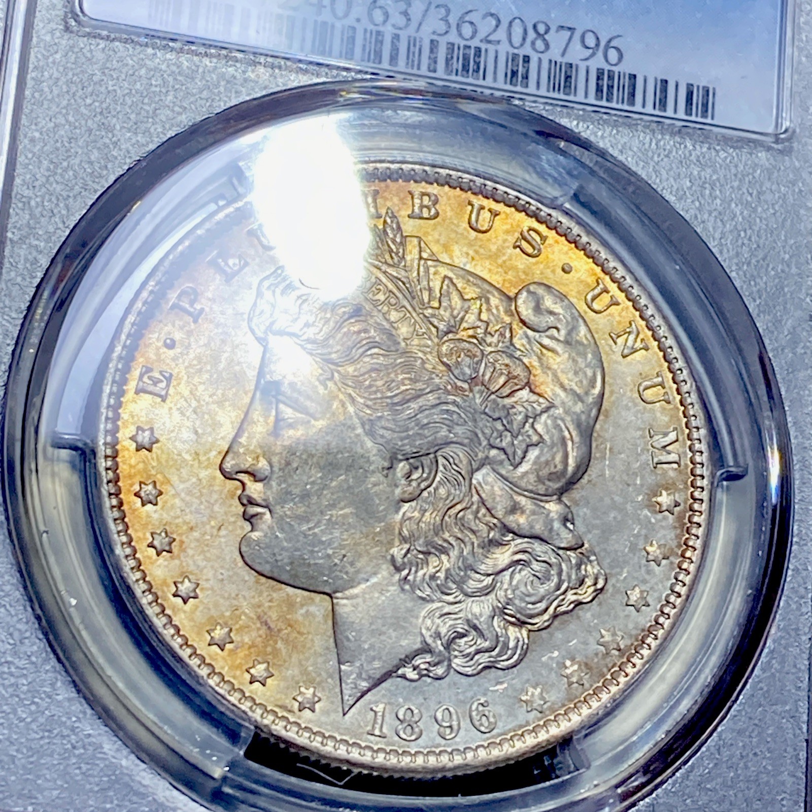 💎 1896 P Morgan Dollar PCGS MS63 UNCIRCULATED STUNNING FEIRY TONING