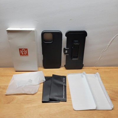 HAYYACASE Iphone 16 Pro Max Case  Black With Belt Clip Holster 