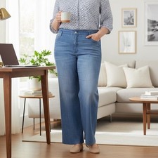 NYDJ Chambray Size 24W Lift Tuck Technology Light Wash Womens Wide Leg Pants