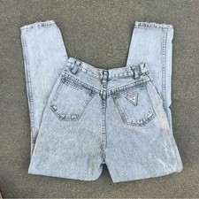 Vintage 80s Stefano Gray Acid Wash High Rise Taper Ankle Jeans 24" WAIST