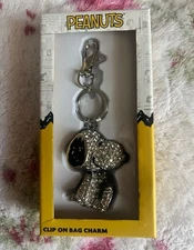Snoopy Peanuts Bling Pave 3D Crystal Rhinestone Keychain/Bag Charm NEW IN BOX