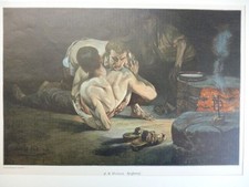 Orig. kolorierter Holzstich - Kampfsport - Ringkampf