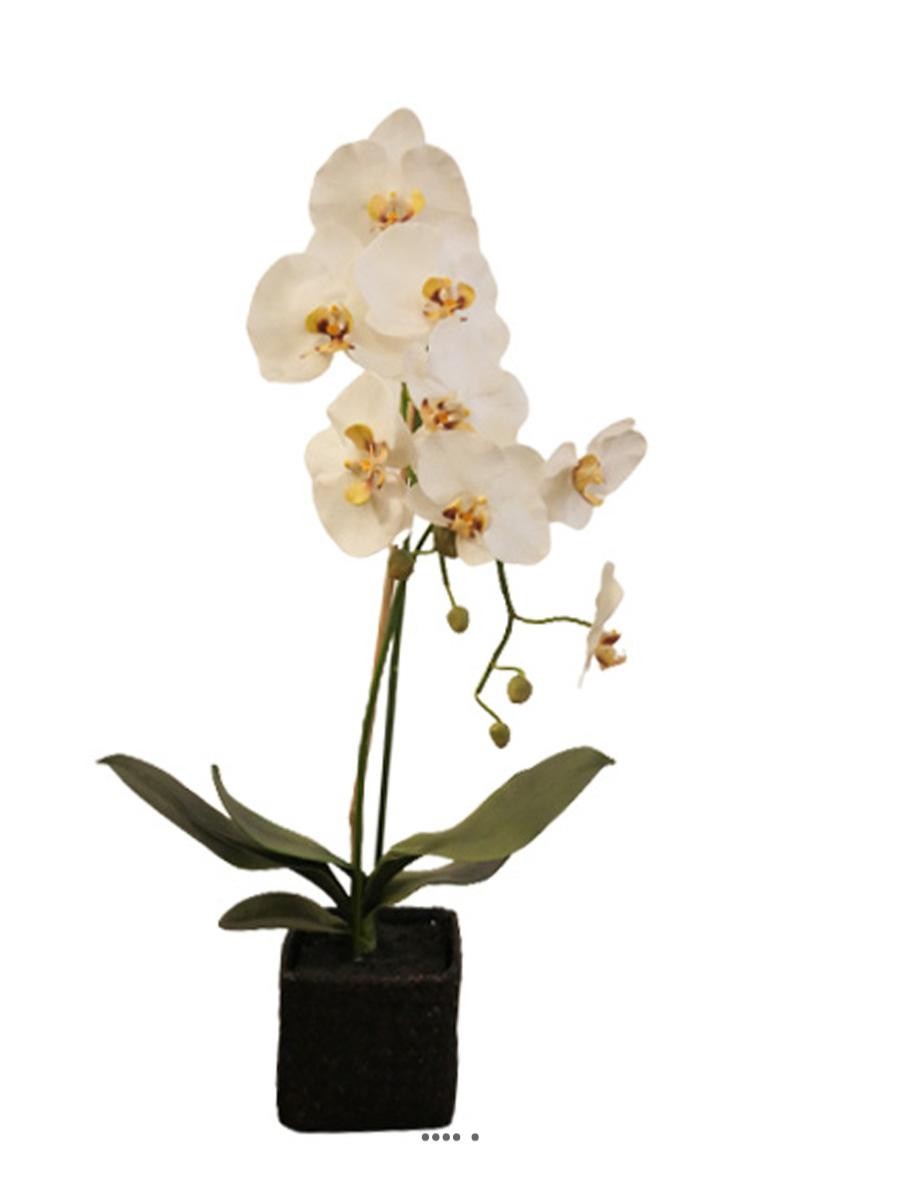 Orchidée artificielle blanche en pot H 75 cm pour décoration intérieure
