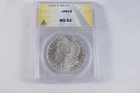NobleSpirit Morgan SILVER Dollar 1889 ANACS Ms62 BOLD FLASHY LUSTER