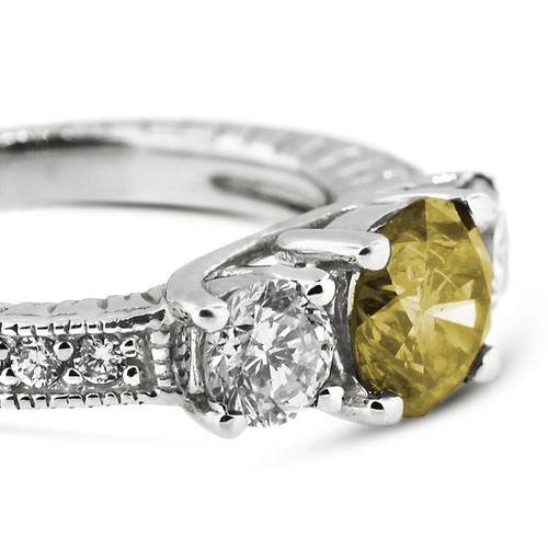 1.24ct Yellow VS2 Round Natural Certified Diamonds 14k Classic Engagement Ring - Picture 15 of 21