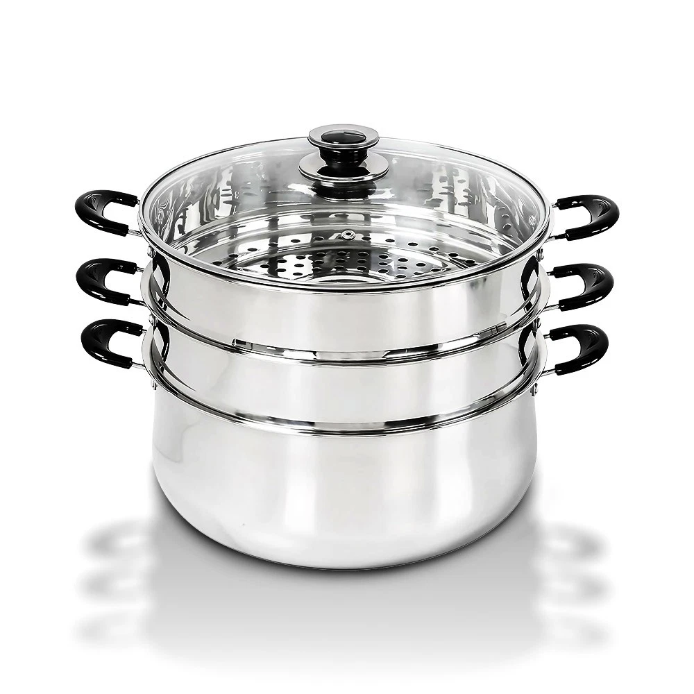 CONCORD 30 CM Stainless Steel 3 Tier Steamer Pot