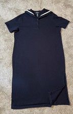 Lauren Ralph Lauren Long Knit Sailor Column Dress Nautical Navy Blue Vintage