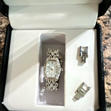 GRUEN Women's Silver Tone Analog Quartz Bracelet Watch White Dial Box