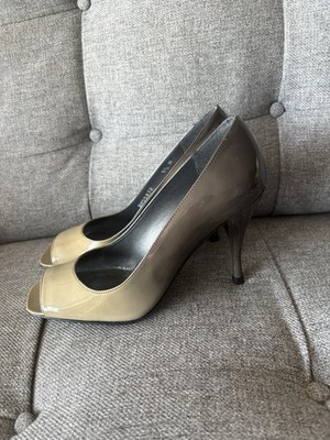 Vintage Stuart Weitzman x Neiman Marcus Gray Ombre Peep Toe Heels 5.5 Y2K