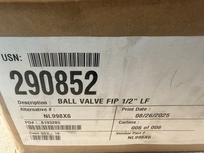 Lot of 18 NIBCO NL998X6 1/2'' FIP Lead Free Ball Valve