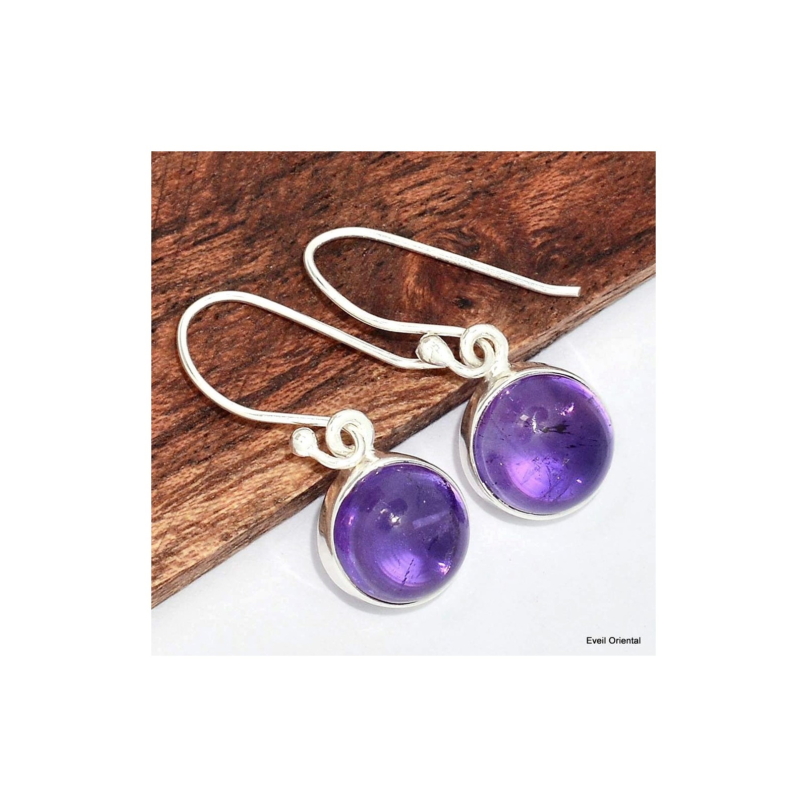 Boucles d'oreilles améthyste véritable KC111.4 pour style quotidien