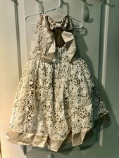 Rare Editions Tan Dress White Lace Size 5