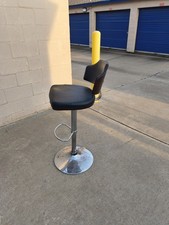 Modern Black Barstool with Chrome Finish, Metal Frame, Backrest, Faux Leather