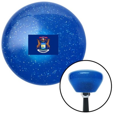 Michigan Blue Retro Metal Flake Shift Knob w/ M16x1.5 Insert Shifter Auto Manual