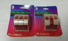 LOT OF 2 Dymo Embossed Labeling Tape Pack of 3 Red 3/8 x12' NOS 