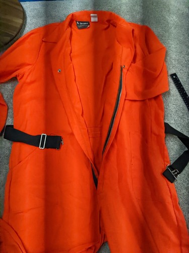 Vintage St Bernice Blaze Orange Coveralls Mens XL USA Made Hand Tailored Chicago - Picture 13 of 17
