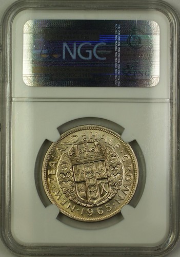 1965 New Zealand 1/2 Crown Coin NGC MS-62 - 第 2/2 張圖片