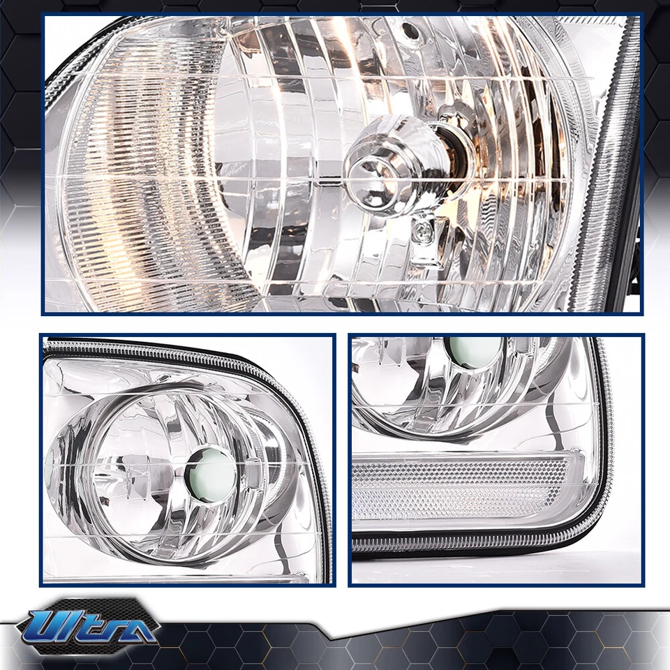 Faros cromados transparentes y luces de esquina aptos para Ford F150 Expedition 1997-2003 Foto 4 de 4