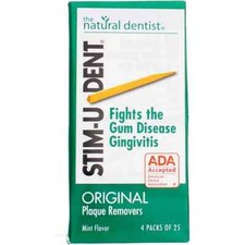 The natural dentist - STIM-U-DENT Original Plaque Removers Mint, 4 Packs Of 25